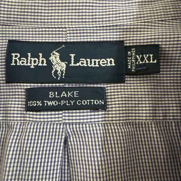 Ralph Lauren Blake Men's XXL Button Front Shirt Purple Check 100% Cotton - Picture 3 of 5